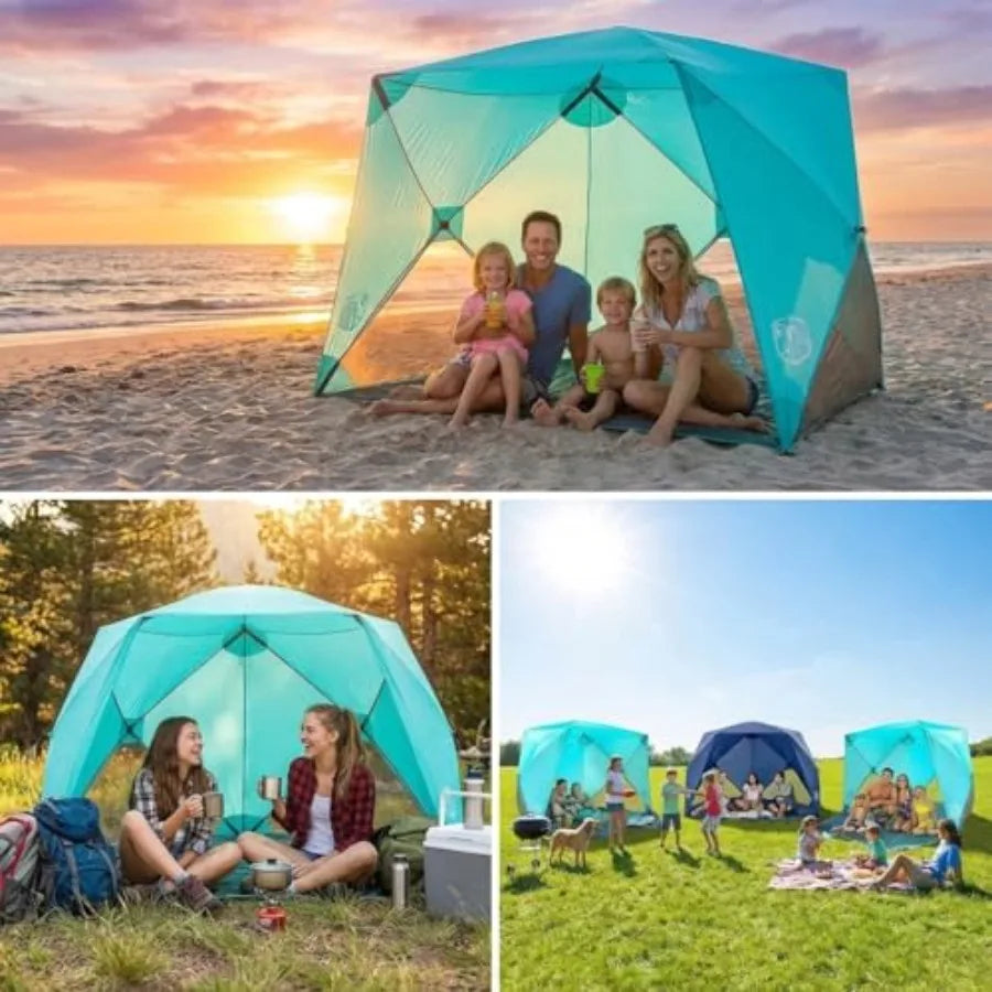 Beach Cube Pop Up Beach Tent Portable Shade Sun Shelter UPF50+ UV Protection for 4 Person Expandable Floor for Beach Fishing Hi