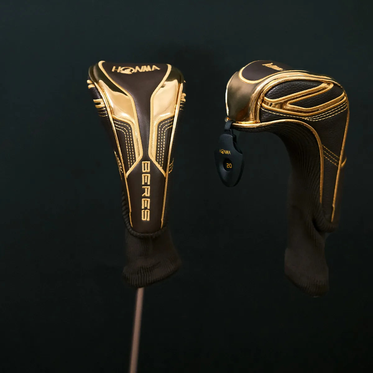Premium Golden Golf Club Head Covers Set Luxury PU Leather Driver Fairway Hybrid Iron Putter Headcover Protector Set