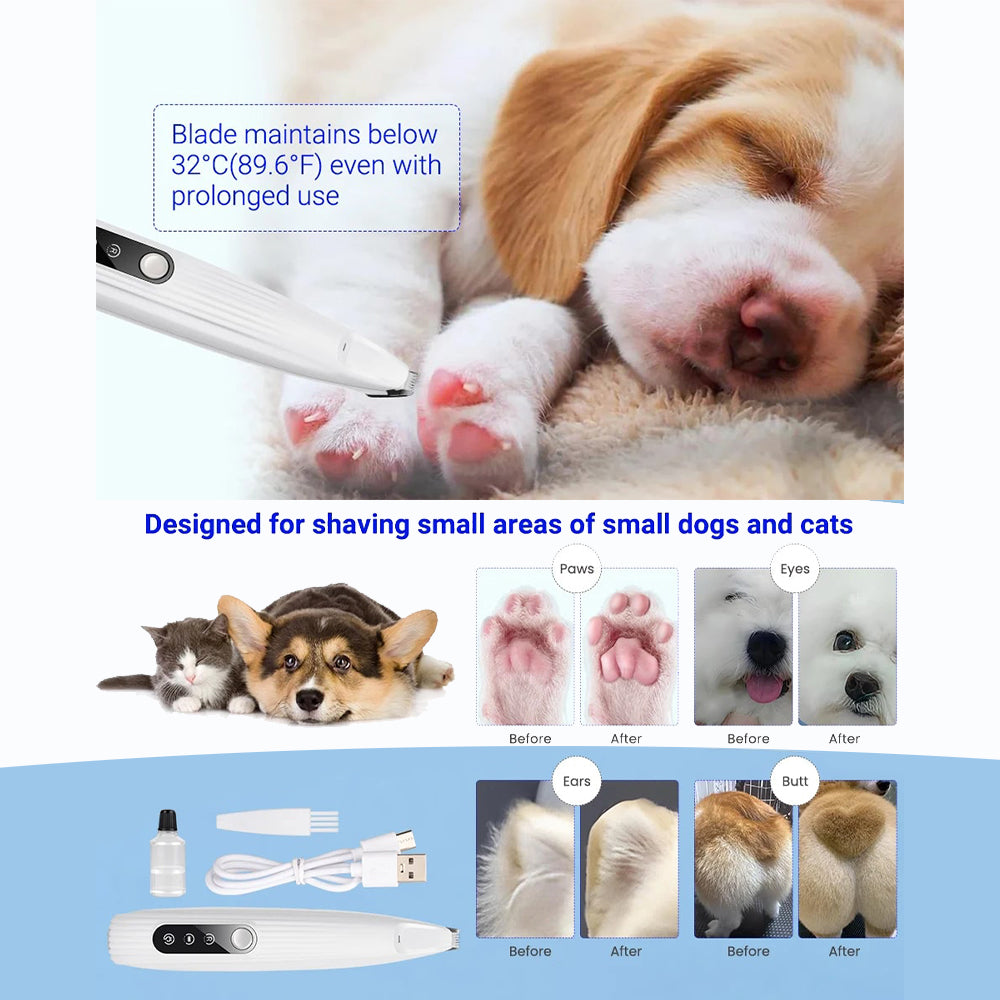 Portable Dog Paw Trimmer | With LED Light | Rechargeable Cordless | Nail Grinder Shaver for Cats And Other Pets | Nail Grooming Tools