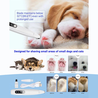 Portable Dog Paw Trimmer | With LED Light | Rechargeable Cordless | Nail Grinder Shaver for Cats And Other Pets | Nail Grooming Tools