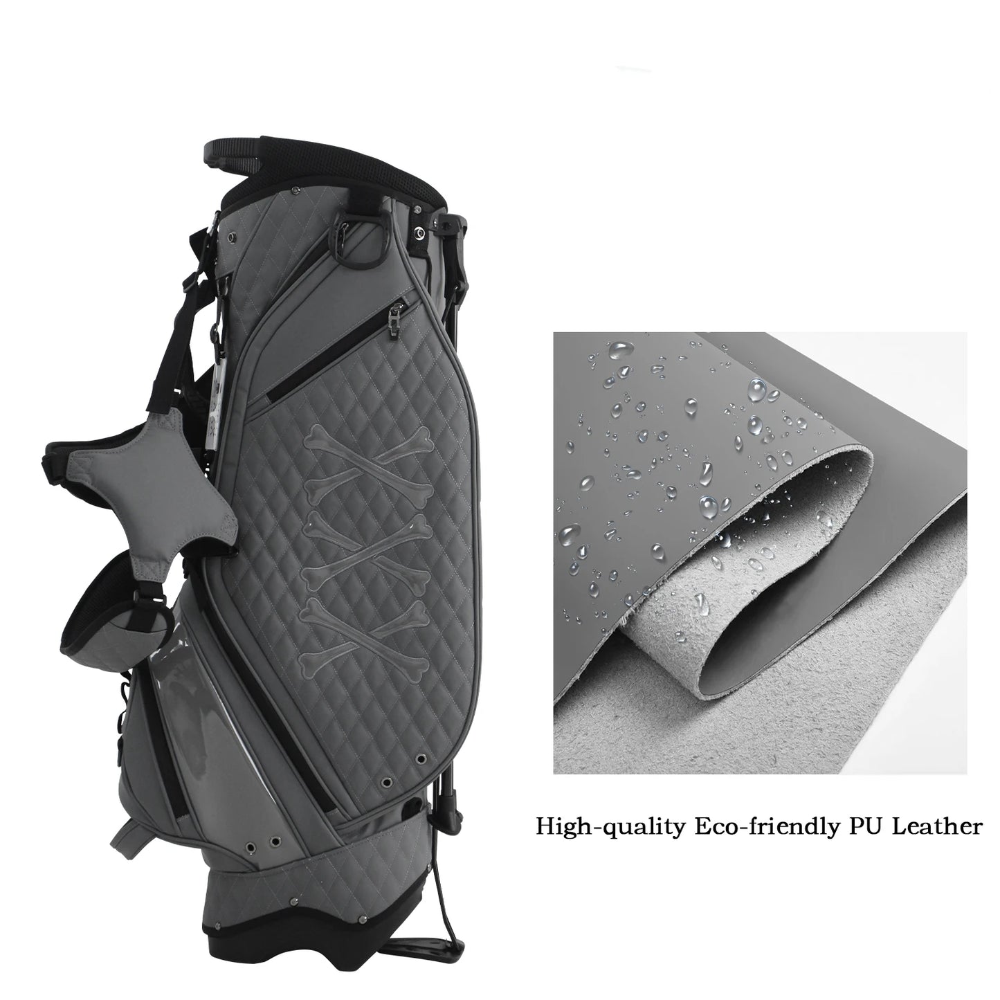 Stylish Golf Stand Bag, 7-Way Top Divider,, Lightweight Double Shoulder Golf Club Bag, Premium Eco-Friendly PU Leather