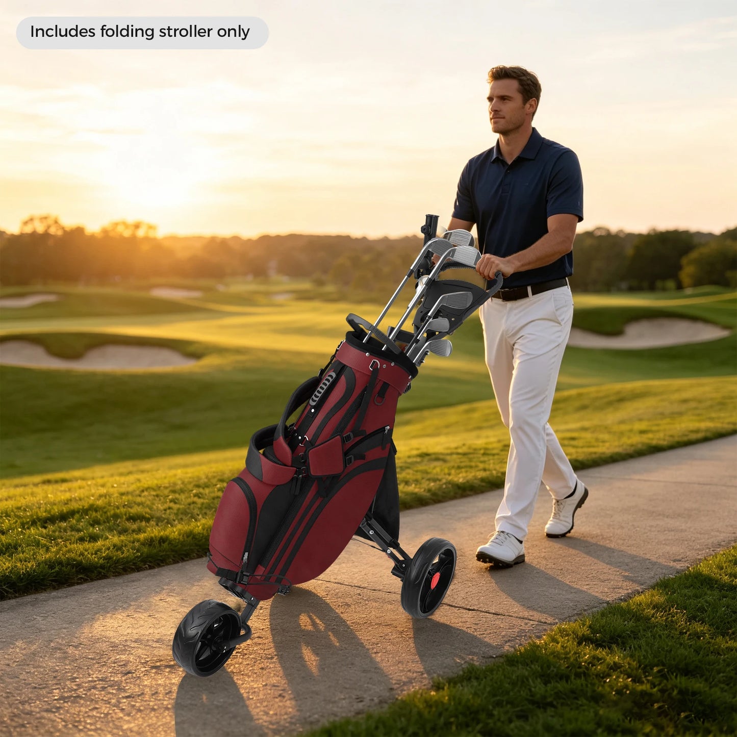 3 Wheel Foldable/Collapsible Golf Push Cart Ultra Lightweight Smallest Folding Size, New-Version Scorecard Holder Umbrella Holder Included