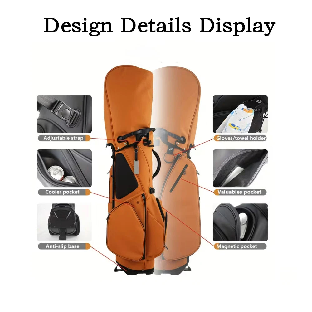 14 Way Full Length Dividers Golf Stand Bag, Tour Grade Durable Synthetic Leather Golf Club Bag, Adjustable Double Shoulder Strap