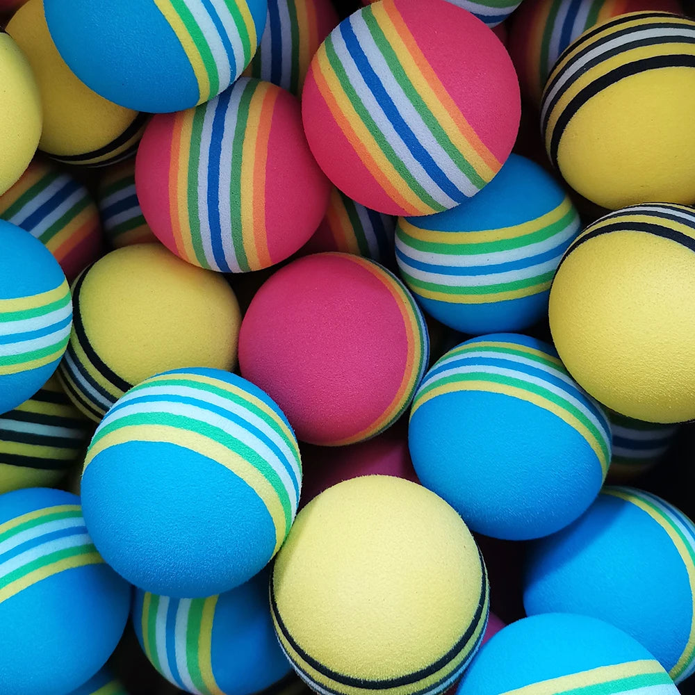 50pcs/bag EVA Foam Golf Balls Hot New Yellow Red Blue Rainbow Sponge Indoor Golf Practice Ball Training Aid