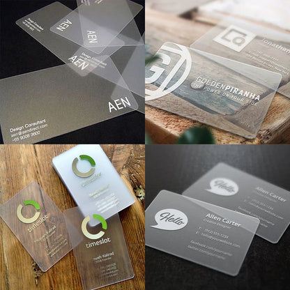 Custom Transparent PVC Business Cards White Ink Print Thank You Cards One Side Print Free Design Round Corner Office Supplies