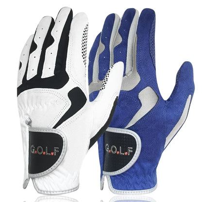Men's Golf Glove One Pc Pair 2 Color Options Improved Grip System Cool Comfortable Blue White Color Left Right Hand NEW