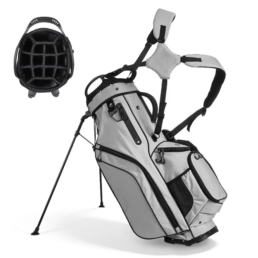 Golf Cart Bag, 14 Way Top Divider Organizer, 2-in-1 Golf Club Bag with Full-length Divider, Dual Shoulder Straps, Support Legs,