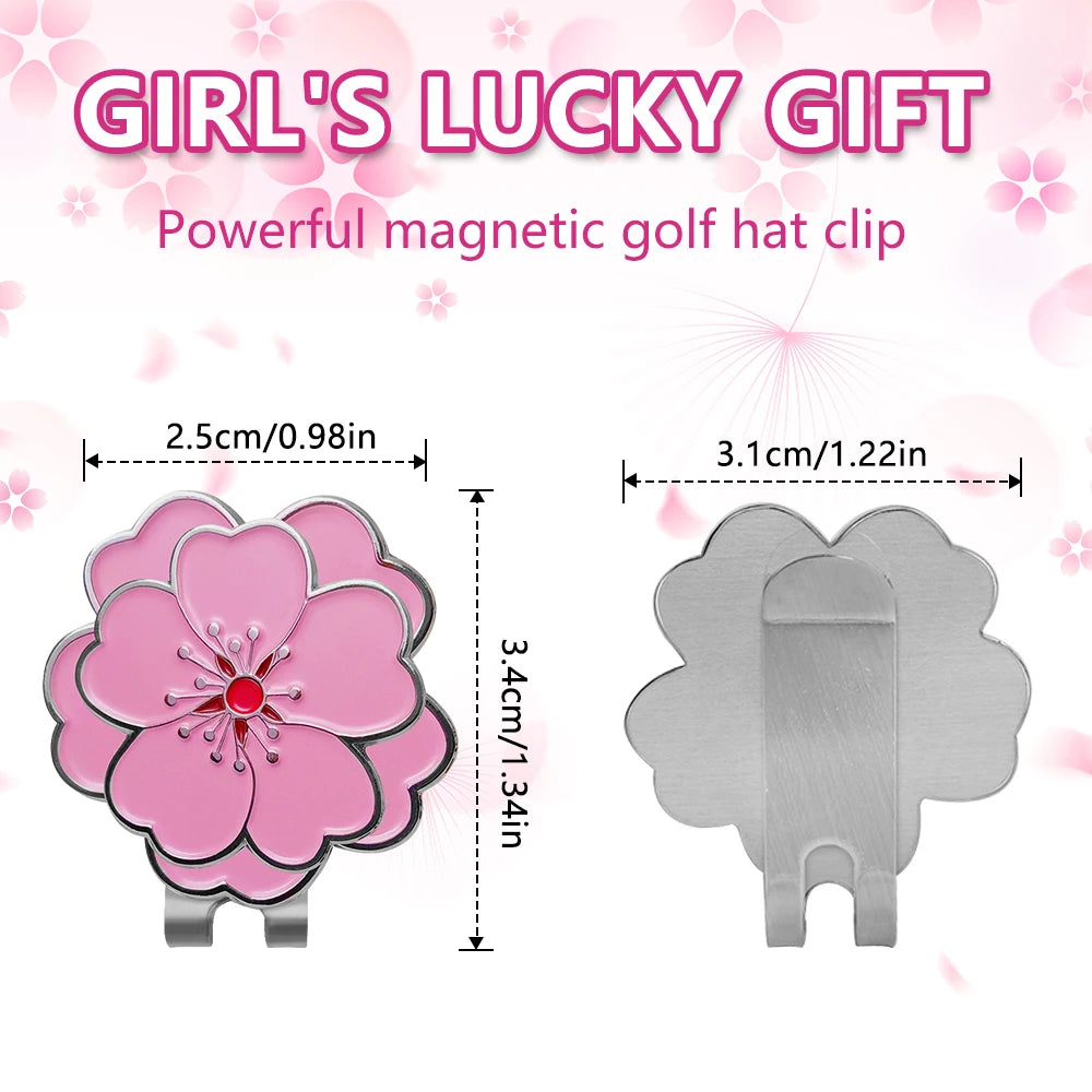 Caiton Rose Flower Golf Hat Clip Magnetic Ball Marker Anti-Rust Cap Belt Clip Accessory Gift for Women Men Golfers Putting Green