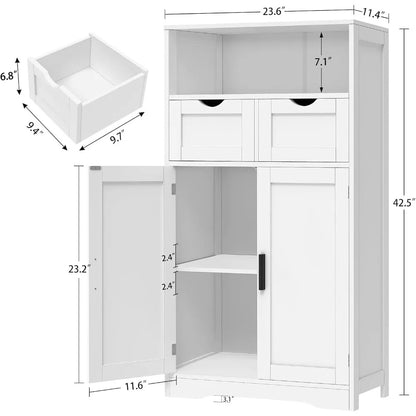 bathroom cabinet with doors and drawers, freestanding bathroom storage cabinet, adjustable shelves, for living room, kitchen, h
