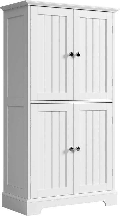 Bathroom Floor Cabinet, Modern Bathroom Storage Cabinet with 4 Doors and Adjustable Shelves