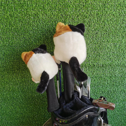 Tricolor Cat Golf Driver Headcover Plush Fairway Wood Head Cover Drop Shipping