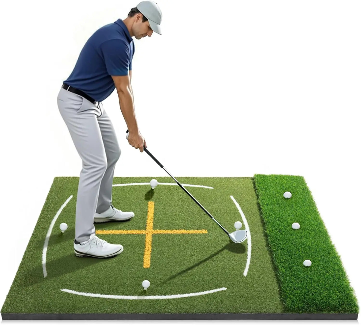 Multifunctional Golf Swing Mat with Long And Short Grass Combination Teaching Aids Crossline Indoor And Outdoor Ball Mat