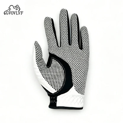 Golf Gloves Men's PU Anti Slip Palm With Particles Black And White Style Golf Player Gift