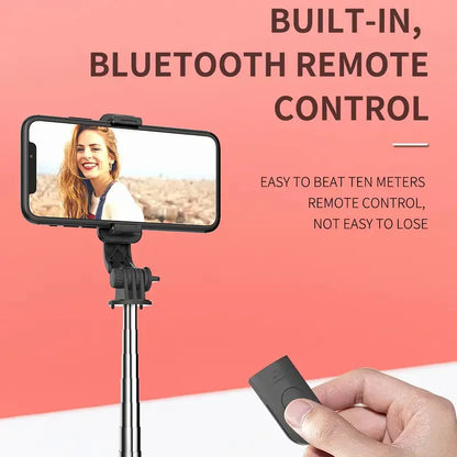 All In One Expandable Portable IPhone Tripod Selfie Stick Selfie Stick With Remote With Detachable BT Wireless Remote Compatible