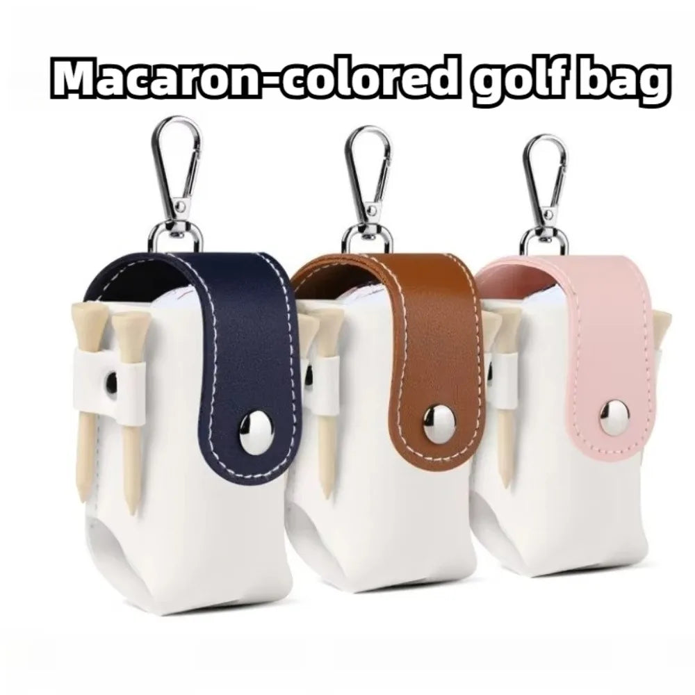 Portable Mini Golf Ball Protection Bag Outdoor Sports Dopamine Color Series with Keychain Can Hanging Small Waist Golf Bags