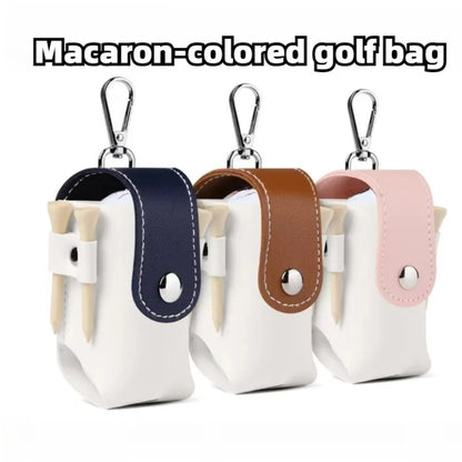 Portable Mini Golf Ball Protection Bag Outdoor Sports Dopamine Color Series with Keychain Can Hanging Small Waist Golf Bags