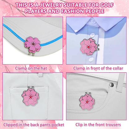 Caiton Rose Flower Golf Hat Clip Magnetic Ball Marker Anti-Rust Cap Belt Clip Accessory Gift for Women Men Golfers Putting Green