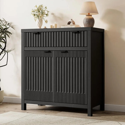 65" Buffet Sideboard with 4 Doors Adjustable Shelves Coffee Bar Console for Dining Living Entryway White Customized