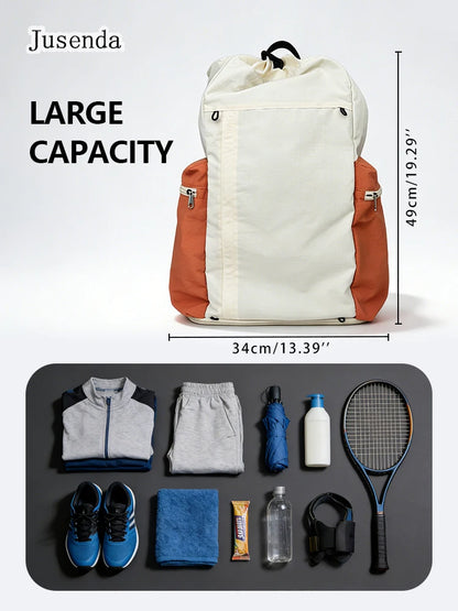 Jusenda Portable Outdoor Tennis Racket Bag Lightweight Drawstring Basketball Badminton Backpack for Men Women Travel Hiking Bag