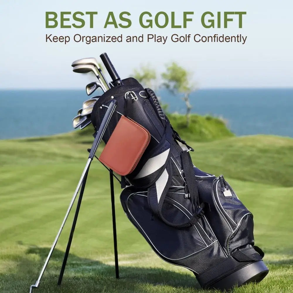 PU Leather Golf Tool Storage Bag Large Capcaity Multifunctional Golf Accessories Case Waterproof Golf Tool Organizer