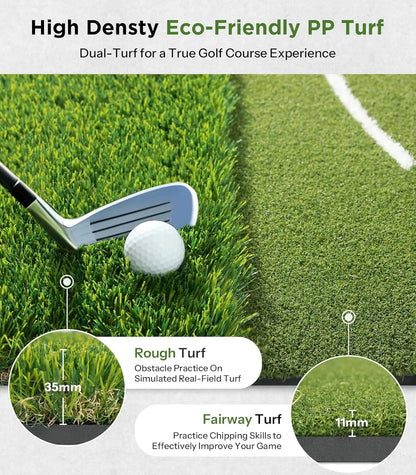 Multifunctional Golf Swing Mat with Long And Short Grass Combination Teaching Aids Crossline Indoor And Outdoor Ball Mat