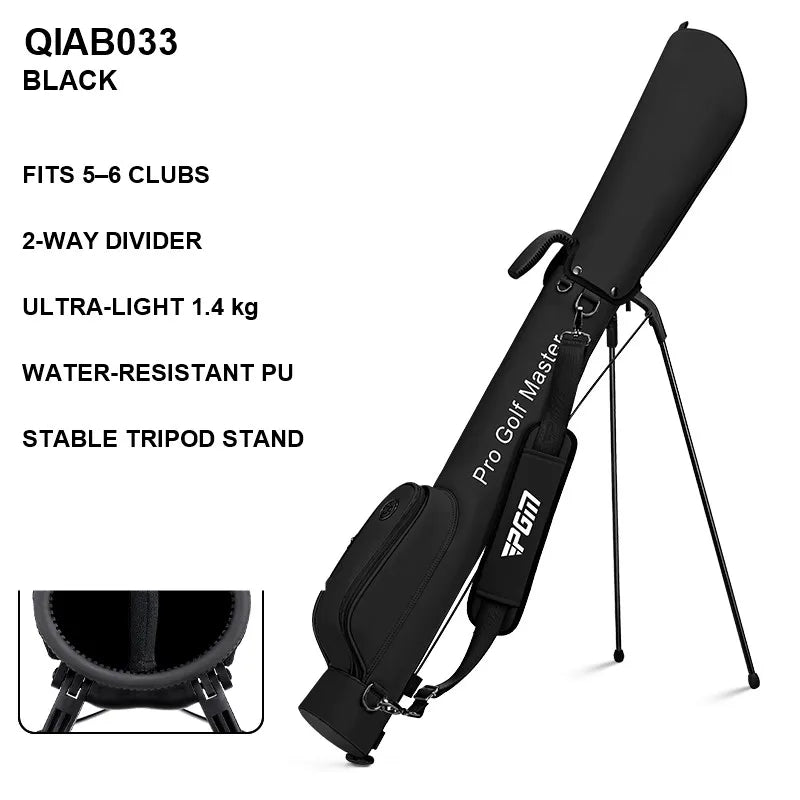 Ultra Light Sunday Golf Stand Bag 1.4kg Water-Resistant PU Carry Bag for 5-6 Clubs Men Women