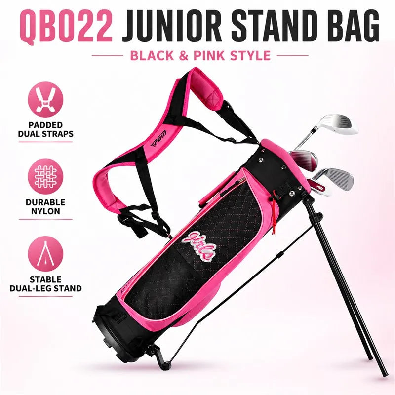 Junior Golf Stand Bag for Kids Boys Girls Lightweight Dual Strap Portable Club Carry Bag Stable Dual-Leg 2 Sizes
