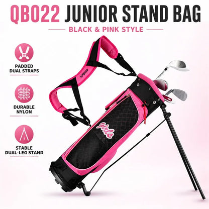 Junior Golf Stand Bag for Kids Boys Girls Lightweight Dual Strap Portable Club Carry Bag Stable Dual-Leg 2 Sizes
