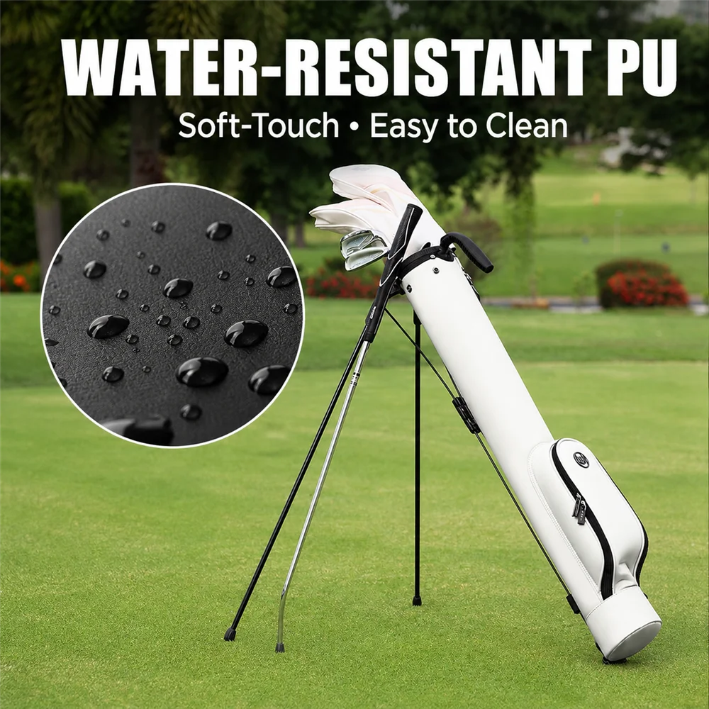 Ultra Light Sunday Golf Stand Bag 1.4kg Water-Resistant PU Carry Bag for 5-6 Clubs Men Women