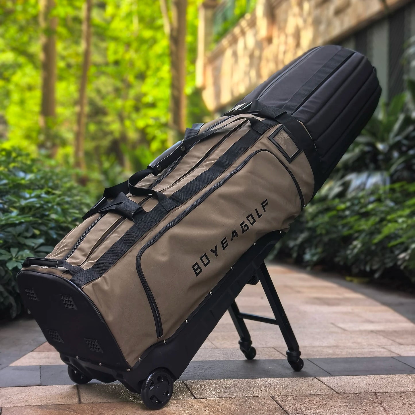 Golf Travel Bag for Airlines, 4-Wheel Rolling Golf Club Travel Cover, Thick Padded Anti-Collision Golf Airline Bag with Hidden R