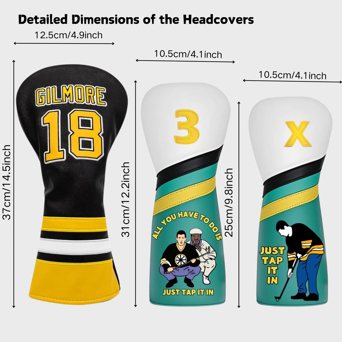 Golf Club Headcover for Drivers, Fairway Woods, Hybrid/Rescue, Premium PU Leather Golf Headcovers Set