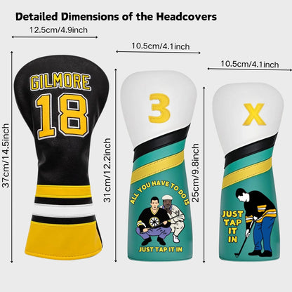 Golf Club Headcover for Drivers, Fairway Woods, Hybrid/Rescue, Premium PU Leather Golf Headcovers Set