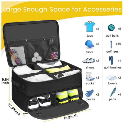 Golf Trunk Organizer Oxford Shoe Compartment Waterproof Large Capacity Car Storage Bag Sport Accessories Travel Tote Ventilated