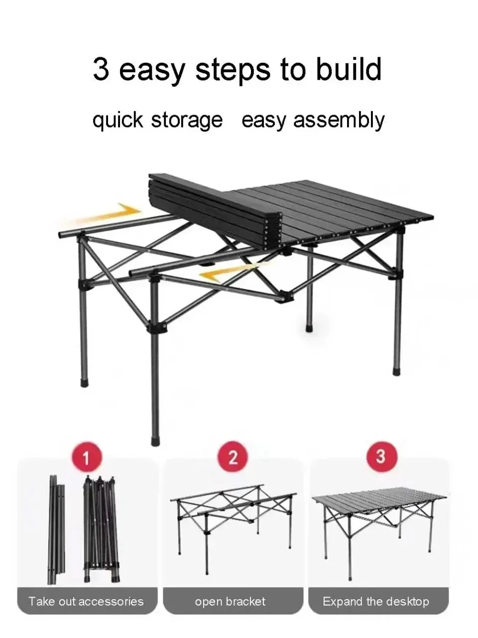 Outdoor Folding Table Easy To Install Camping Desk Aluminum Alloy Lightweight Picnic Tables Portable Storage Egg Roll Long Desks