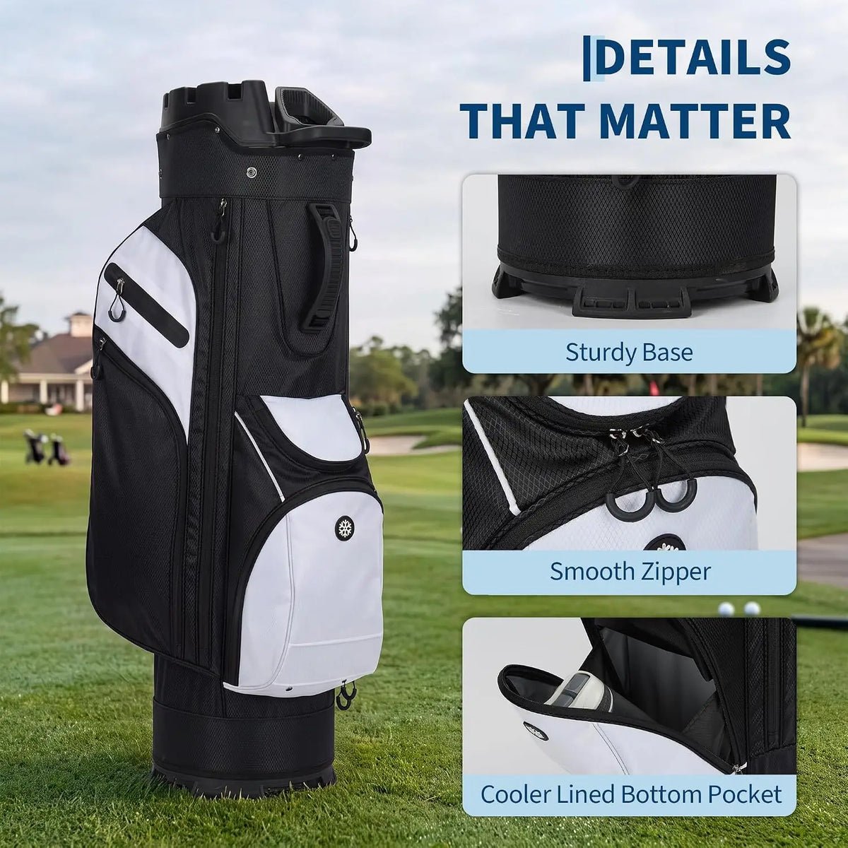 Golf Lightweight Stand Bag Multifunction PU Leather Golf Rack Bag with 14-Way Divider 420D Nylon Build,Over-Sized Putter Well,Easy Grip Storage,Quick-Release Rain Hood,Anti-Slip Base,Smooth Zippers