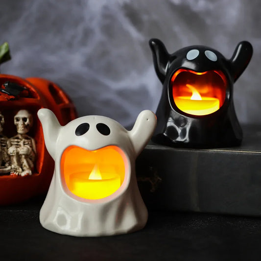 New Halloween Ghost Lamp With LED Flameless Candles Decorative Halloween Party Ghosts Horror Atmosphere Props Decoration