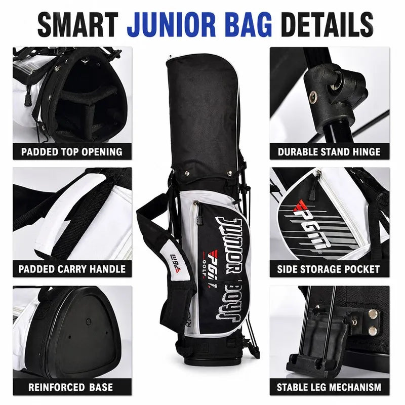 Junior Golf Stand Bag for Kids Boys Girls Lightweight Dual Strap Portable Club Carry Bag Stable Dual-Leg 2 Sizes