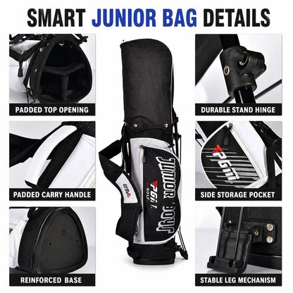 Junior Golf Stand Bag for Kids Boys Girls Lightweight Dual Strap Portable Club Carry Bag Stable Dual-Leg 2 Sizes
