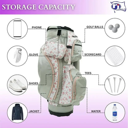 14-Way Divider Top Women's Deluxe Golf Bag - Stylish Cart Bag for Ladies