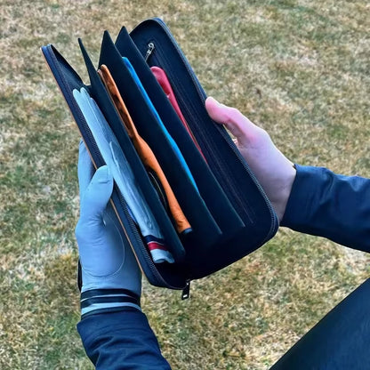 Leather Golf Glove Wallet Holder Zipper Golf Gloves Storage Bag