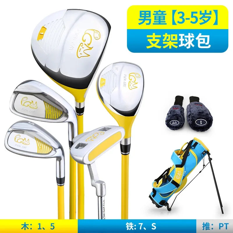 Kids Golf Club Set for 3‑12 Years Old Boys Girls Graphite Shaft Junior Beginner Training Kit Wood Iron Putter with Golf Bag Gift