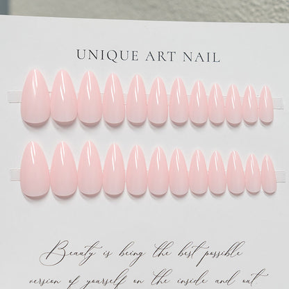 24Pcs/Set Nude Long French Almond Coffin Fake Nails | Pink Grey Brown Fall Winter Press-On Faux Ongles