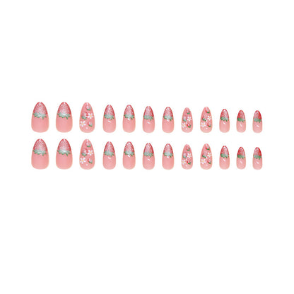 24-Piece Long Almond Shape Fruit Pattern Press-On Nails | Cute Vibrant False Nails
