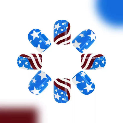 24Pcs Short Independence Day Wearable Nails | Exclusive Glitter Nail Art Set