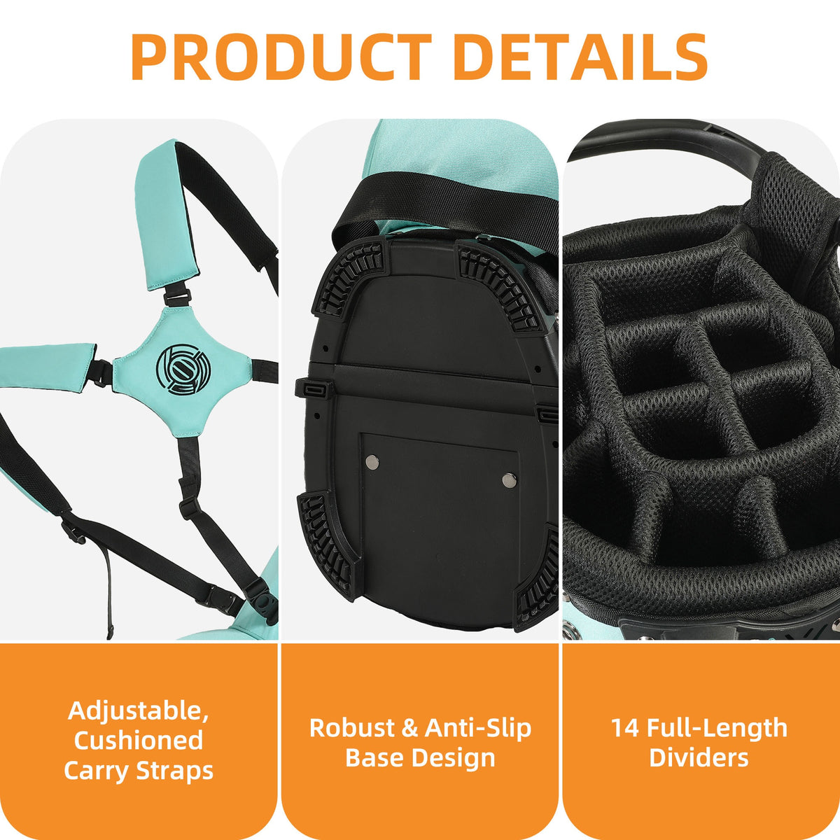 Lightweight Golf Stand Bag Featuring Full-length Dividers | a Stable Base | Flexible Legs | and Ergonomic Dual Shoulder Straps