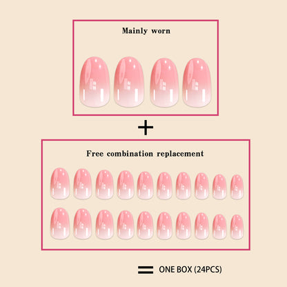 24Pcs/Set Short Oval Wearable False Nails | Women’s Fashion Nail Art