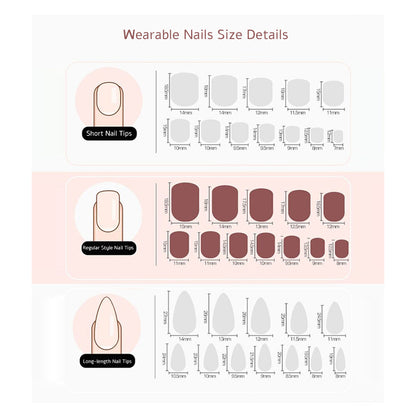 24-Piece European & American Style Almond-Shaped Short Brown Minimalist Wearable Nails | Elegant Modern Nail Art
