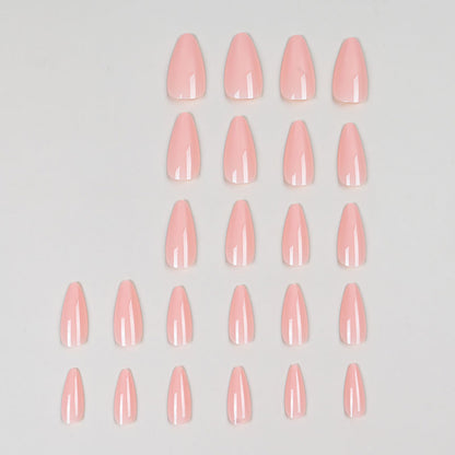 24Pcs/Set Nude Long French Almond Coffin Fake Nails | Pink Grey Brown Fall Winter Press-On Faux Ongles