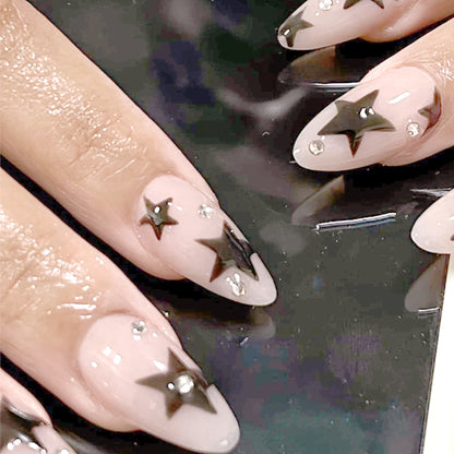 24-Piece Almond Rhinestone Silver Glitter Press-On Nails | Exquisite Elegant Wearable Nail Art