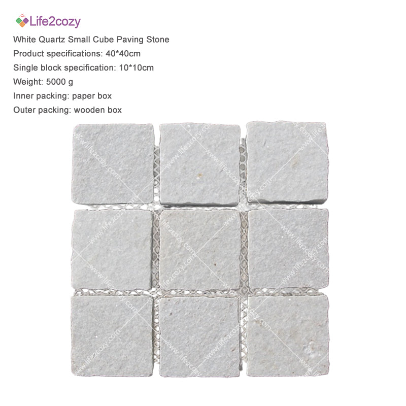 White Quartz Small Cube Paving Stone